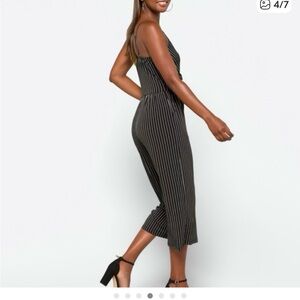 Kaileigh Chic Black and White Striped Jumpsuit